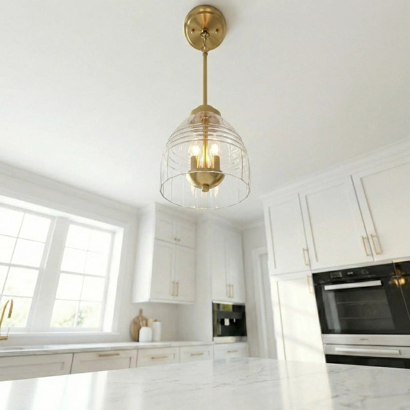 Ember - 3 Candle Lights Chain Pendant - Clear / Gold by HouseOfZazla