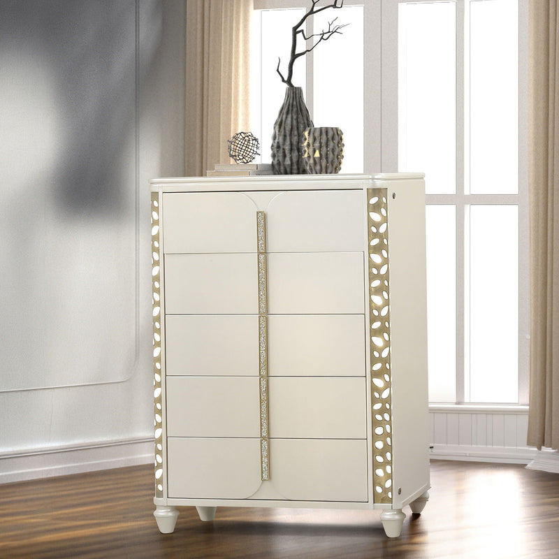 Cinderella - Chest With LED Accents And 5 Storage Drawers - Beige by HouseOfZazla