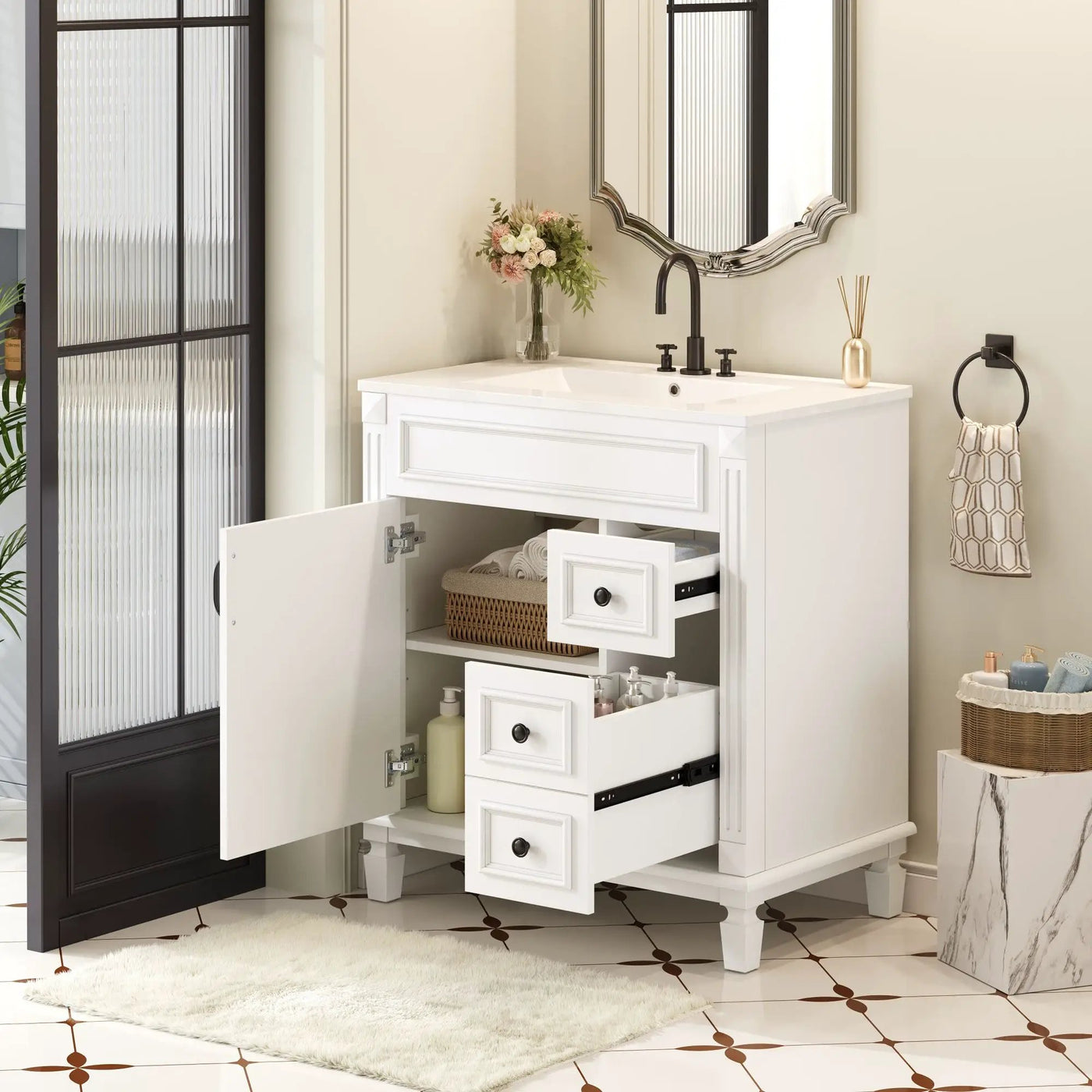 Bathroom Vanity With Sink, Cabinet With 2 Drawers And Adjustable Shelf by HouseOfZazla