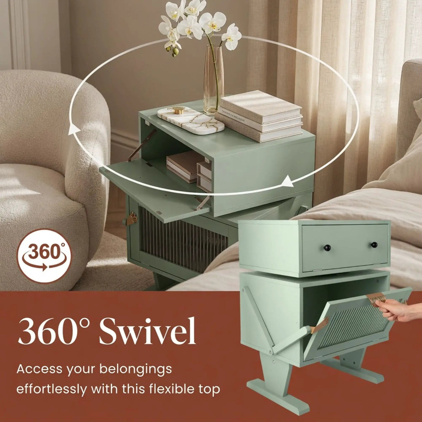 Robot LED Nightstand With 360° Rotating Drawer by HouseOfZazla