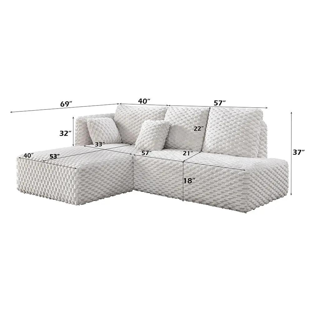 Manya - Sectional Sofa - Ivory Corduroy by Unique Piece Furniture