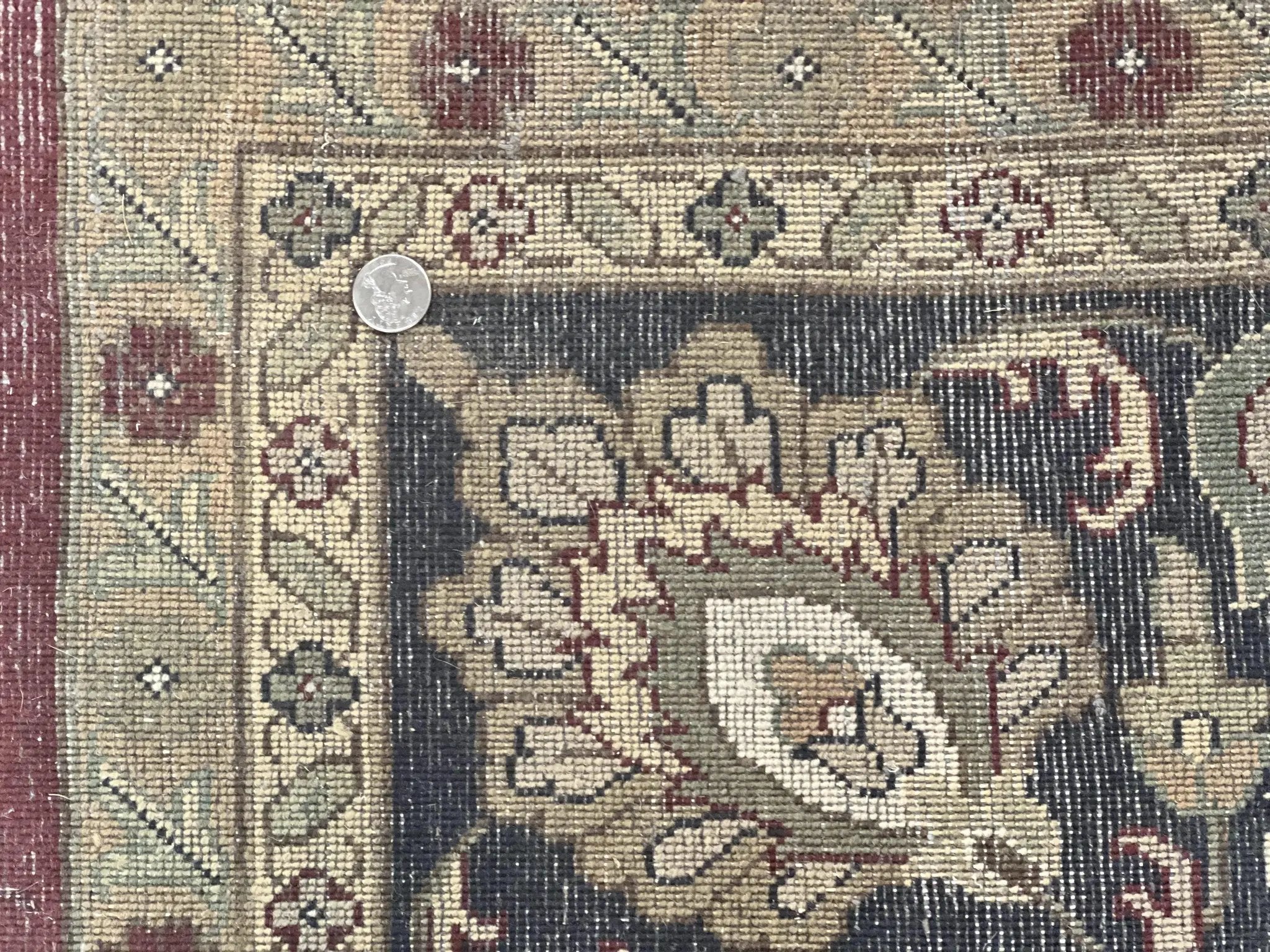 Indo Persian Rug 10x14, Floral Allover, Maroon, Handmade Hand Knotted VIntage Wool Rug, Large Oriental Carpet by Jewel Rugs