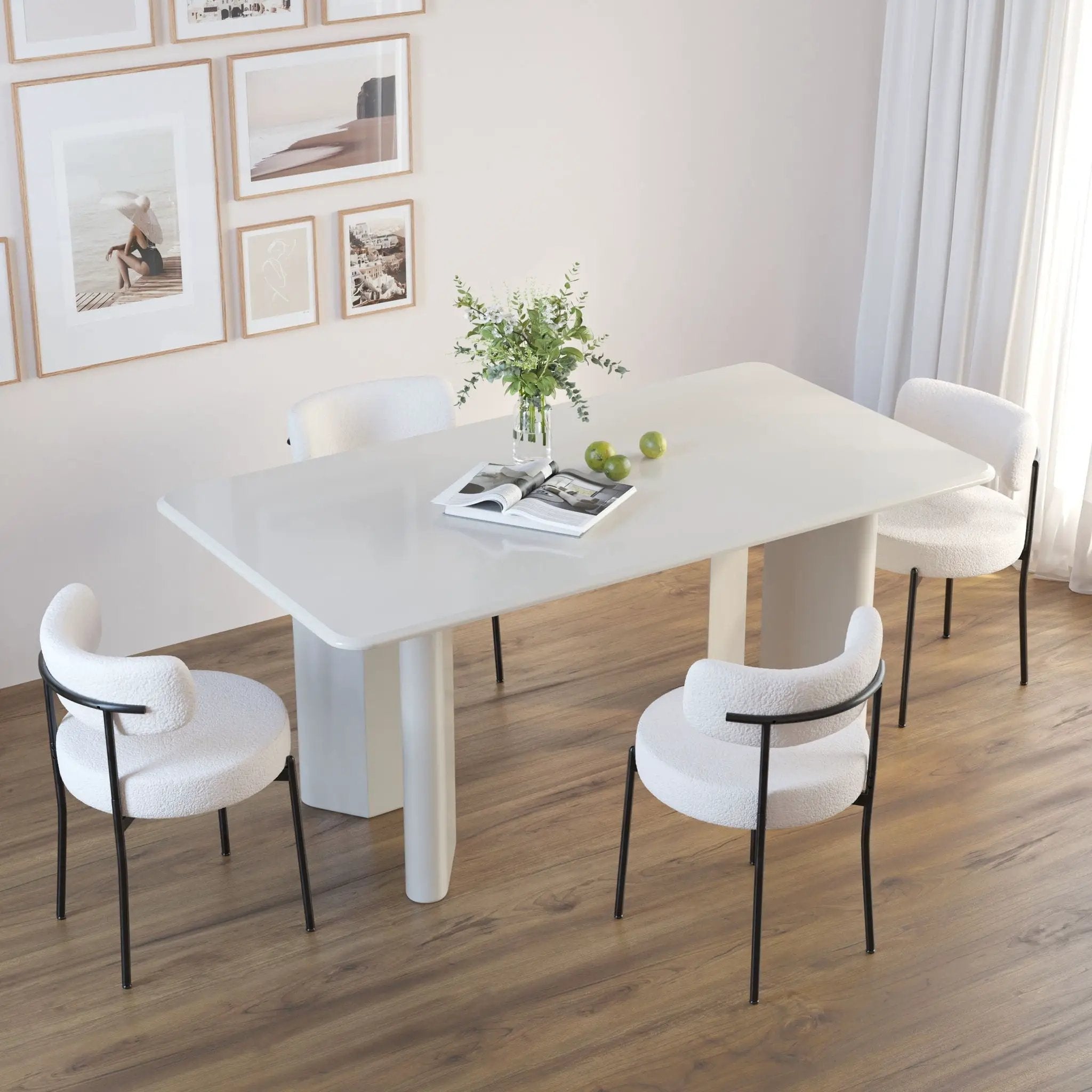Mid-Century Modern Dining Chair With Curved Backrest