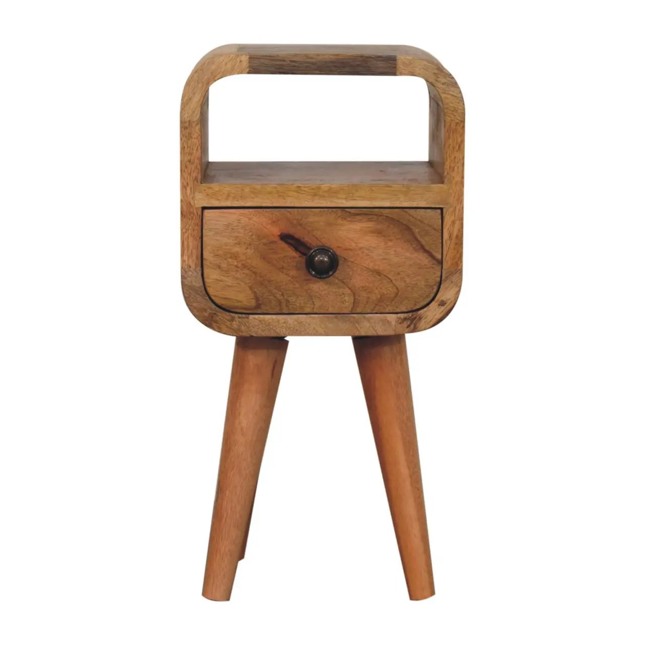 Solid Wood Extra Mini Oak-ish Curve Open Slot Nightstand by HouseOfZazla