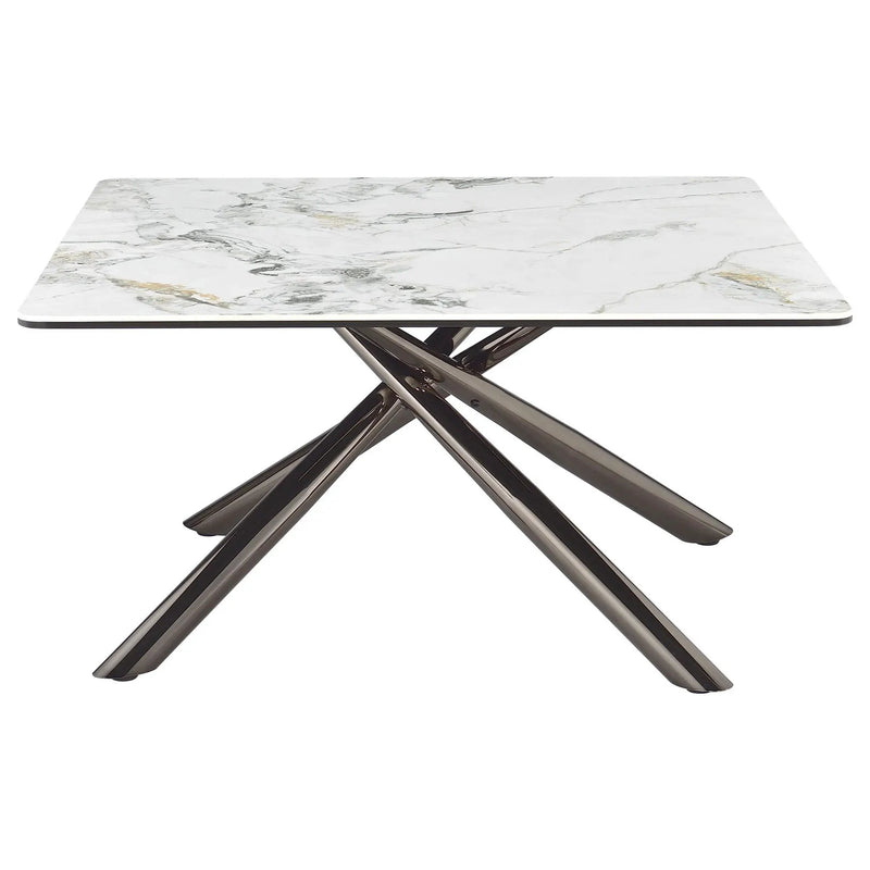 Carvell Square Sintered Stone Top Coffee Table Mirage White by Unique Piece Furniture