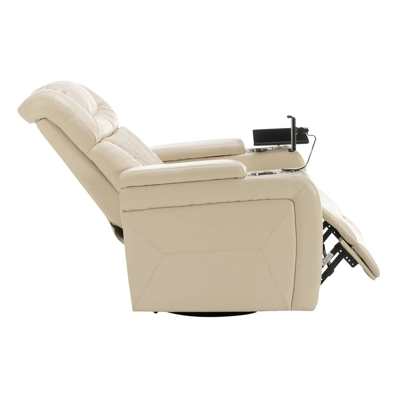 270 Degree Swivel Power Recliner With Tray Table, Phone Holder, Cup Holder, USB Port by HouseOfZazla