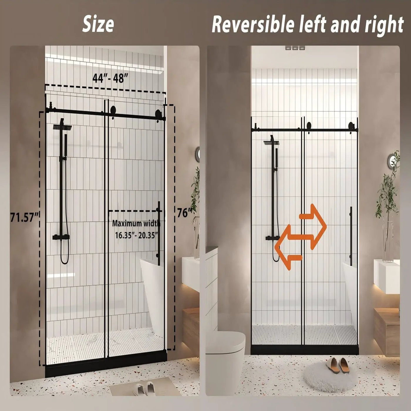 Frameless Shower Door, Smooth Sliding Tracks by HouseOfZazla
