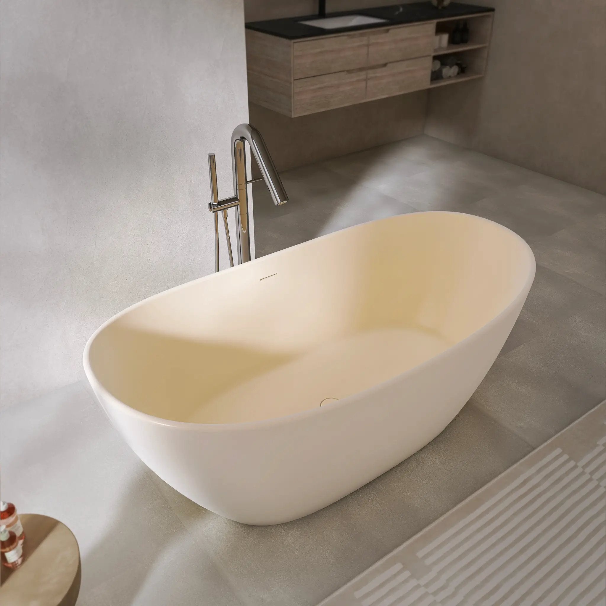 65 Inch Artificial Stone Solid Surface Freestanding Bathroom Bathtub by HouseOfZazla