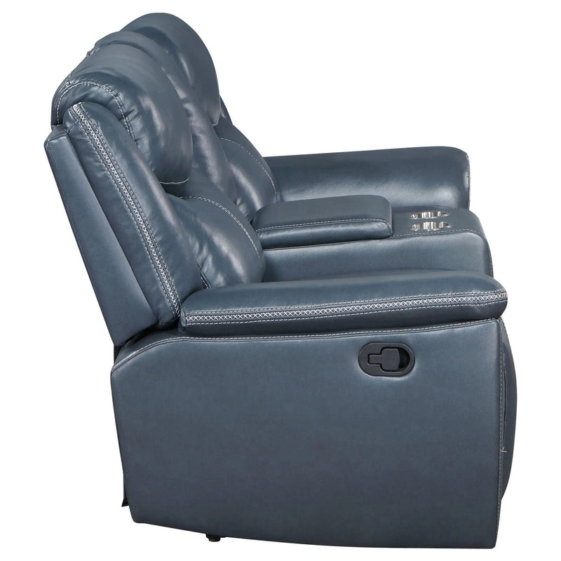 Sloane Upholstered Padded Arm Reclining Loveseat Blue by Unique Piece Furniture