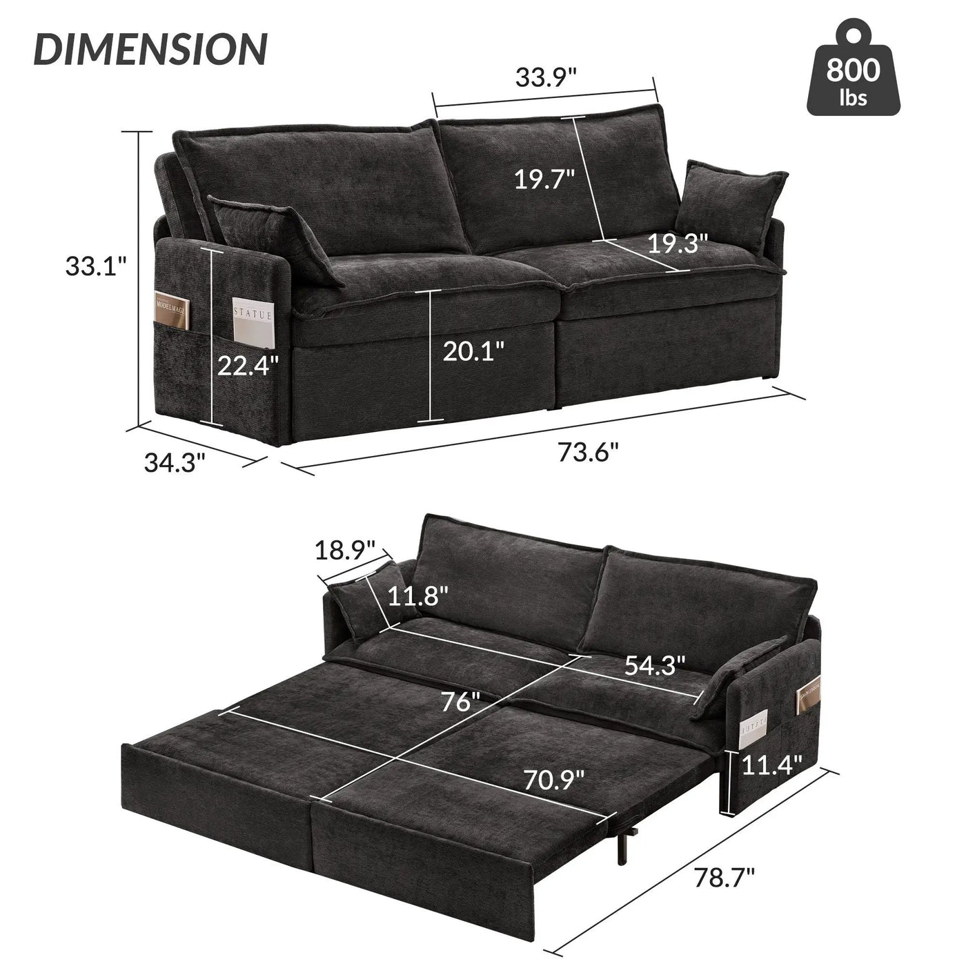 Pull Out Sofa Bed, Convertible Sleeper Sofa Couch, Side Storage, And USB / C - Type Charging Ports Chair by HouseOfZazla