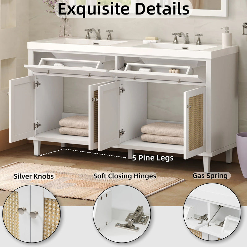 Bathroom Vanity With Double Sink, Large Storage Space by HouseOfZazla