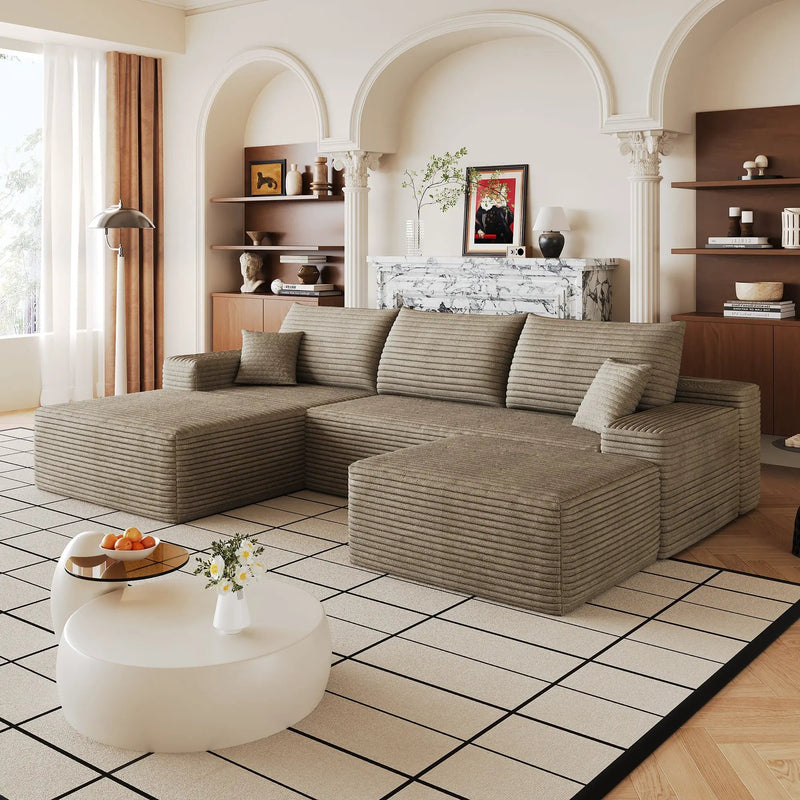107" Cloud Sectional Sofa with Ottoman by HouseOfZazla