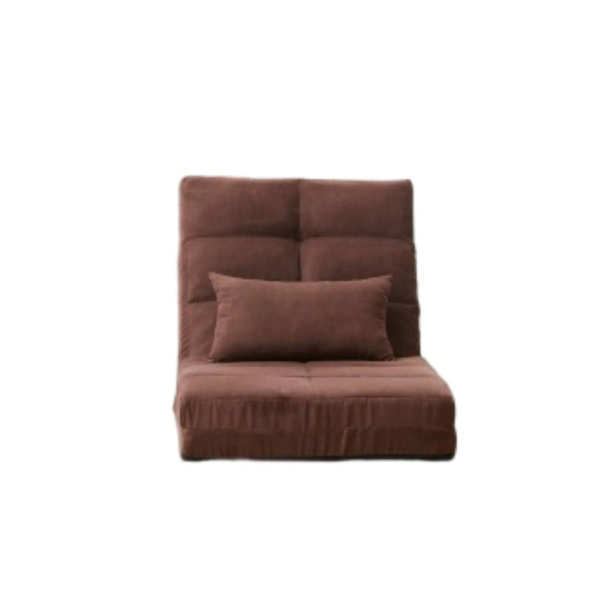 Modern Triple Fold Down Metal Frame Sofa Bed With 5 Reclining Positions And Pillow - Adjustable Upholstered Floor Couch For Gaming Or Guest Room - Brown by HouseOfZazla