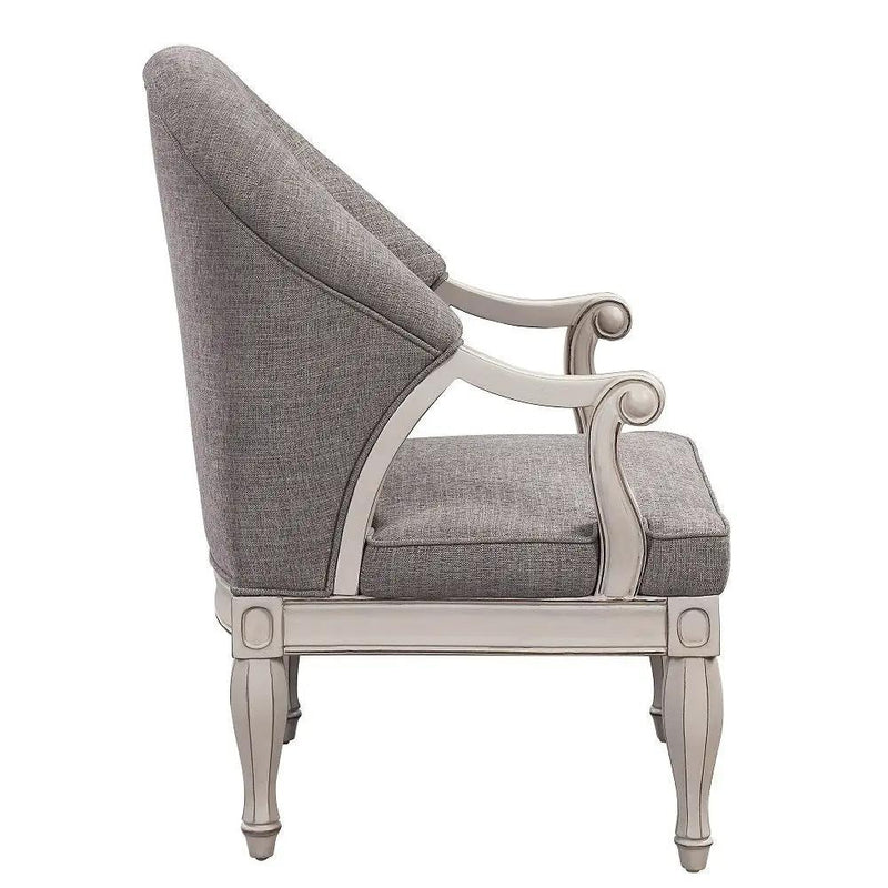 Florian - Chair - Gray Fabric & Antique White by Unique Piece Furniture