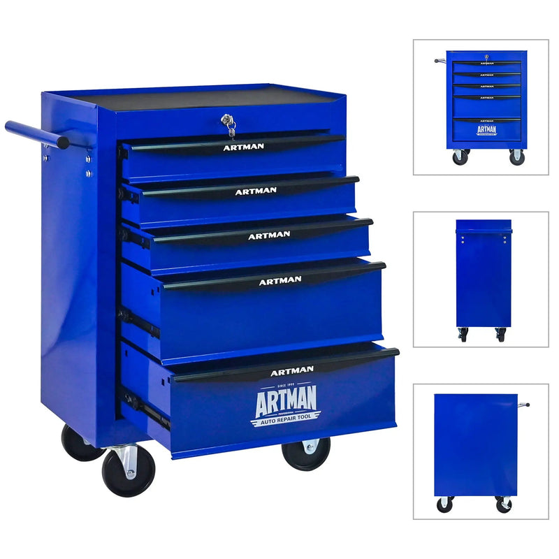 Rolling Metal Tool Chest With Drawers, Steel Storage Cabinet With Ball Bearing Slides by HouseOfZazla