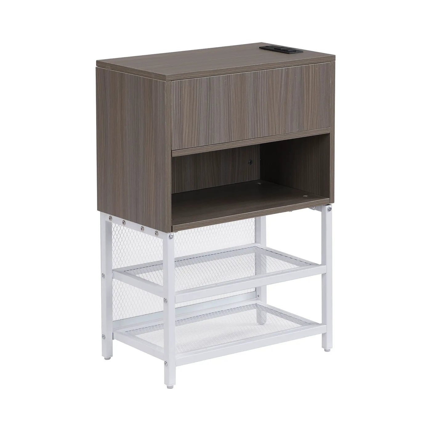 Platform Bed With 2 Tier Storage Shelves, Storage Cabinet by HouseOfZazla