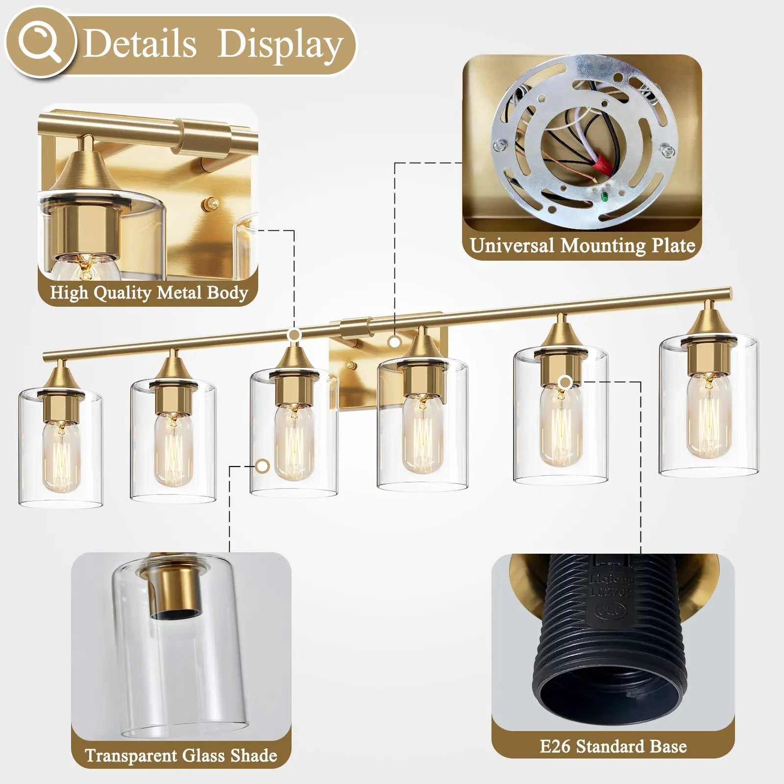 6-Light Brushed Bathroom Lighting by HouseOfZazla