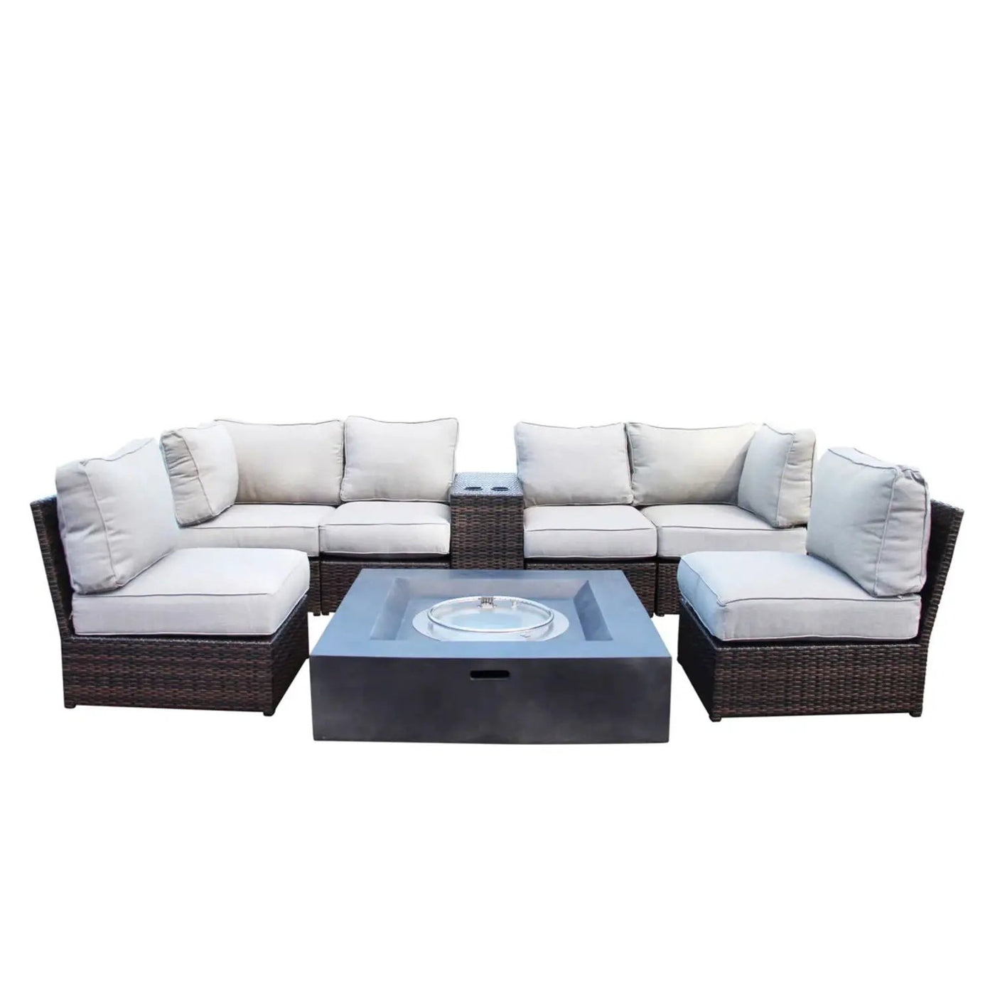 Contemporary Patio Seating Set With Fire Pit by Unique Piece Furniture