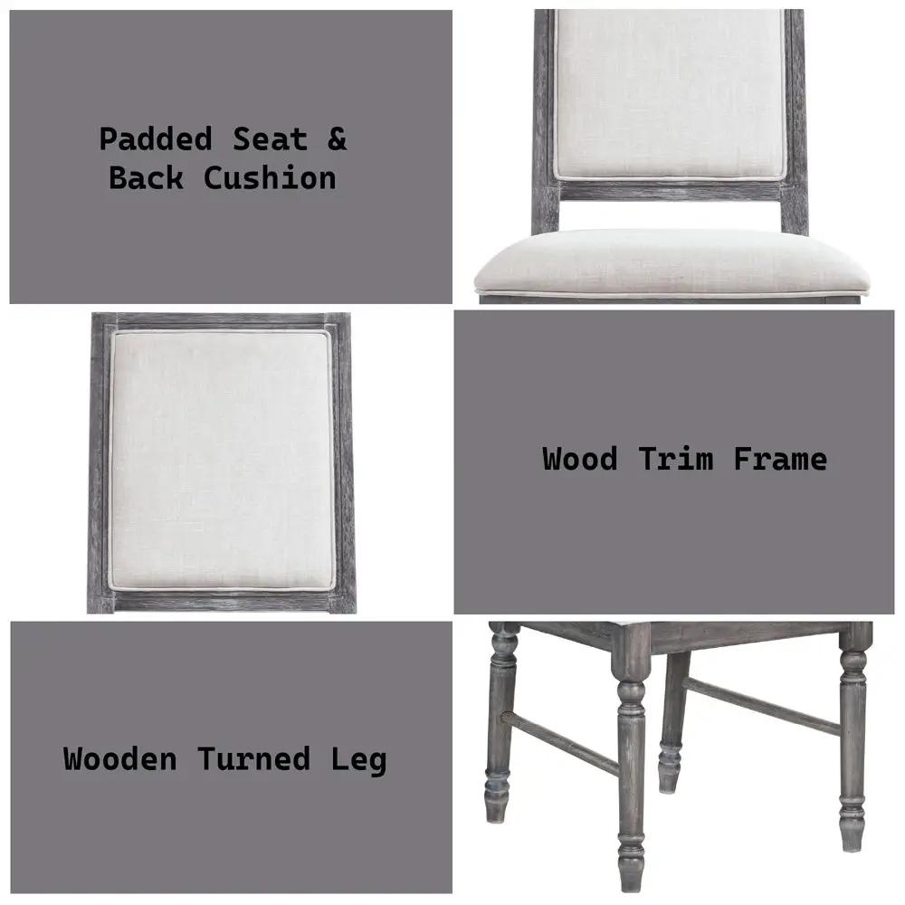Leventis - Side Chair (Set of 2) - Cream Linen & Weathered Gray by Unique Piece Furniture