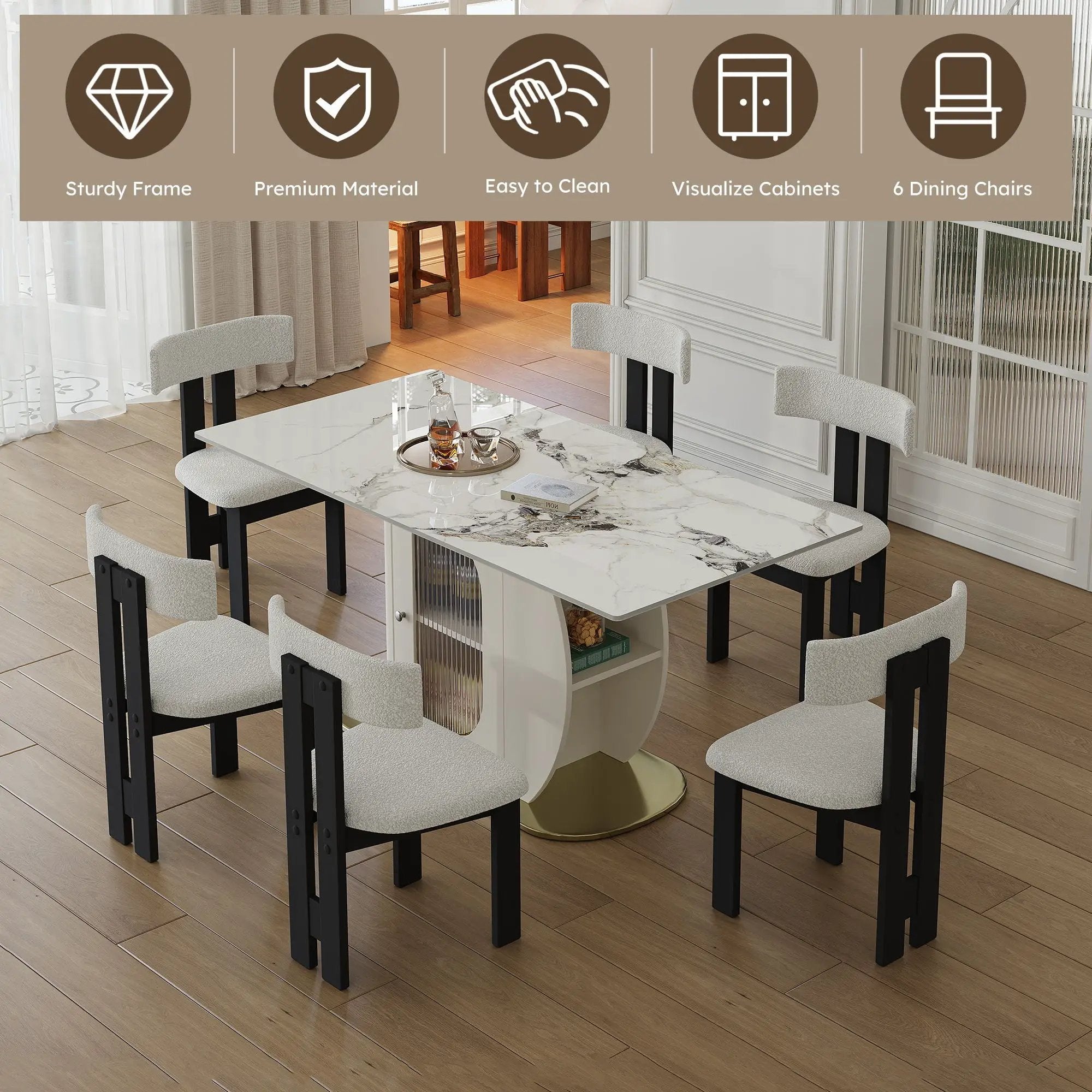 Modern Dining Table Set With Storage, Includes Chairs by HouseOfZazla