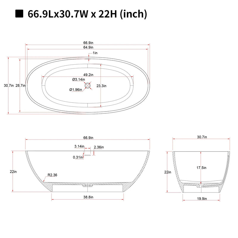 67" Freestanding Bathtub with Pop-up Drain by HouseOfZazla