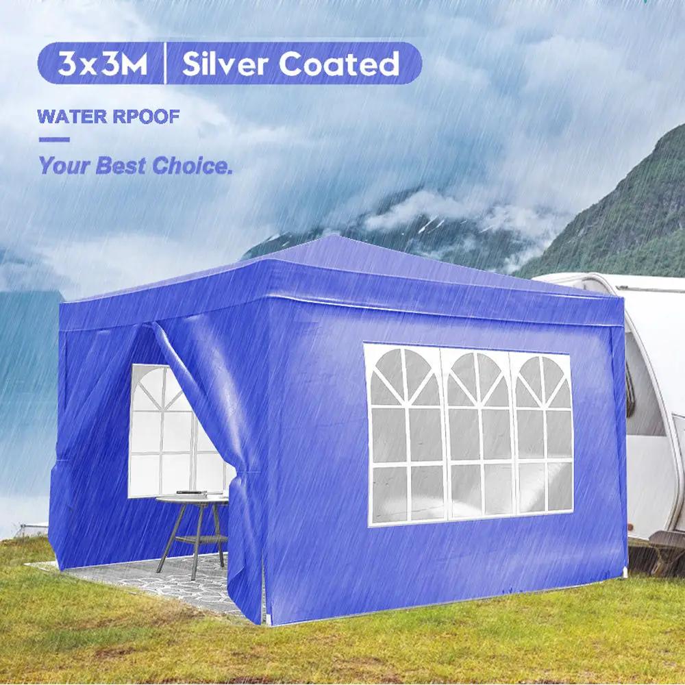 10'X10' Folding Canopy With 4 Removable Sidewalls Outdoor Event Shelter UPF 50+ Gazebo Portable Tents For Parties Beach Camping Wedding Ez Pop Up Canopy 4 Pieces Weight Bag + Carry Bag by Unique Piece Furniture