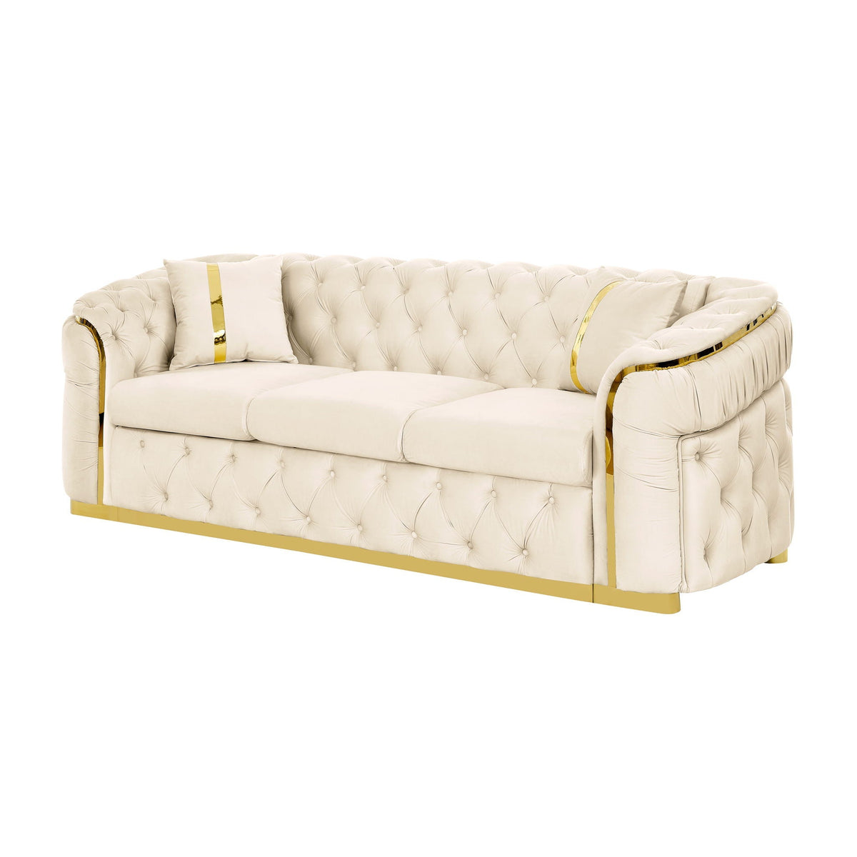 Button Tufted 3-Seater Chesterfield Sofa with Pillows - Velvet, Multiple Colors, photo 2 of 10