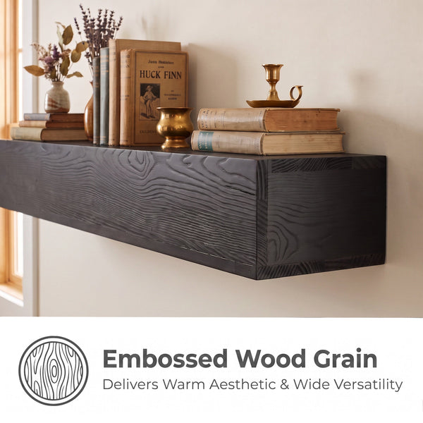 60" Fireplace Mantel Pine Wood Wall-Mounted & Floating Shelf, photo 2 of 10