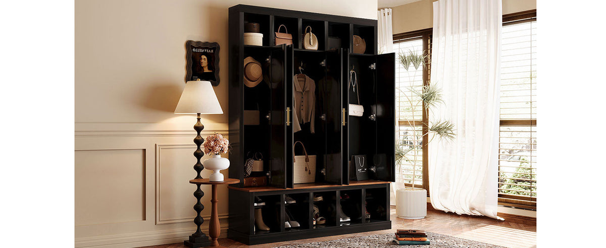 Farmhouse Entryway Storage Cabinet with Coat Closet - Black, photo 6 of 10