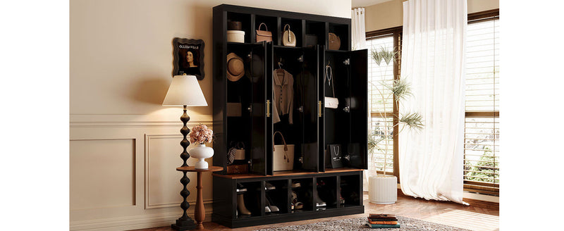 Farmhouse Entryway Storage Cabinet with Coat Closet - Black, photo 6 of 10