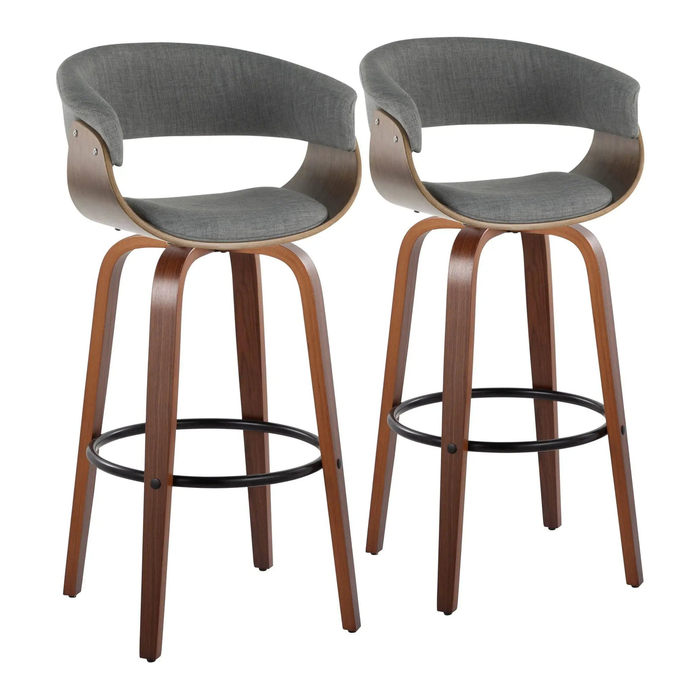 Vintage Mod - Mid Century Modern Fixed Height Barstool With Swivel & Round Footrest (Set of 2) by HouseOfZazla