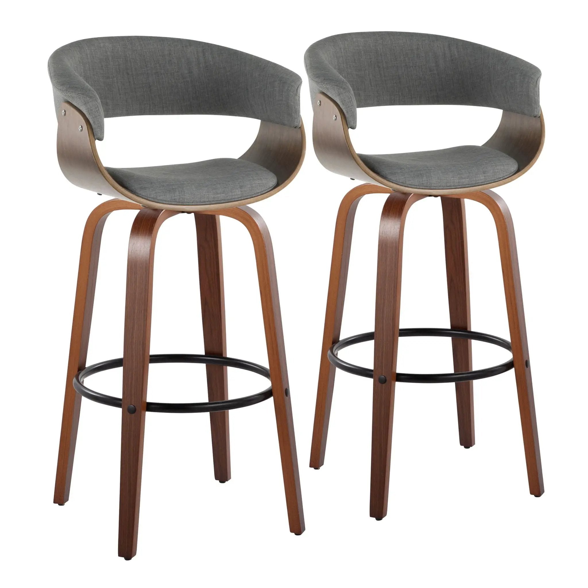 Vintage Mod - Mid Century Modern Fixed Height Barstool With Swivel & Round Footrest (Set of 2) by HouseOfZazla