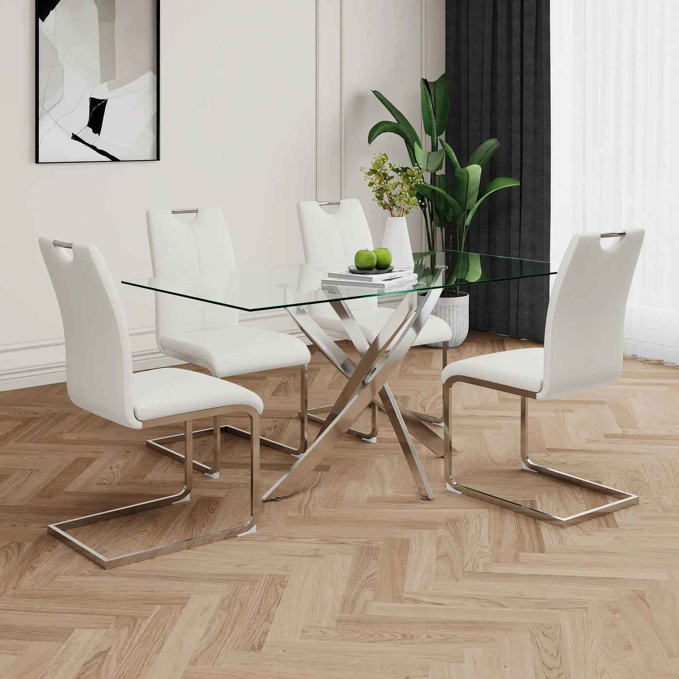 Modern Dining Chairs With Padded Seat And Metal Legs by HouseOfZazla