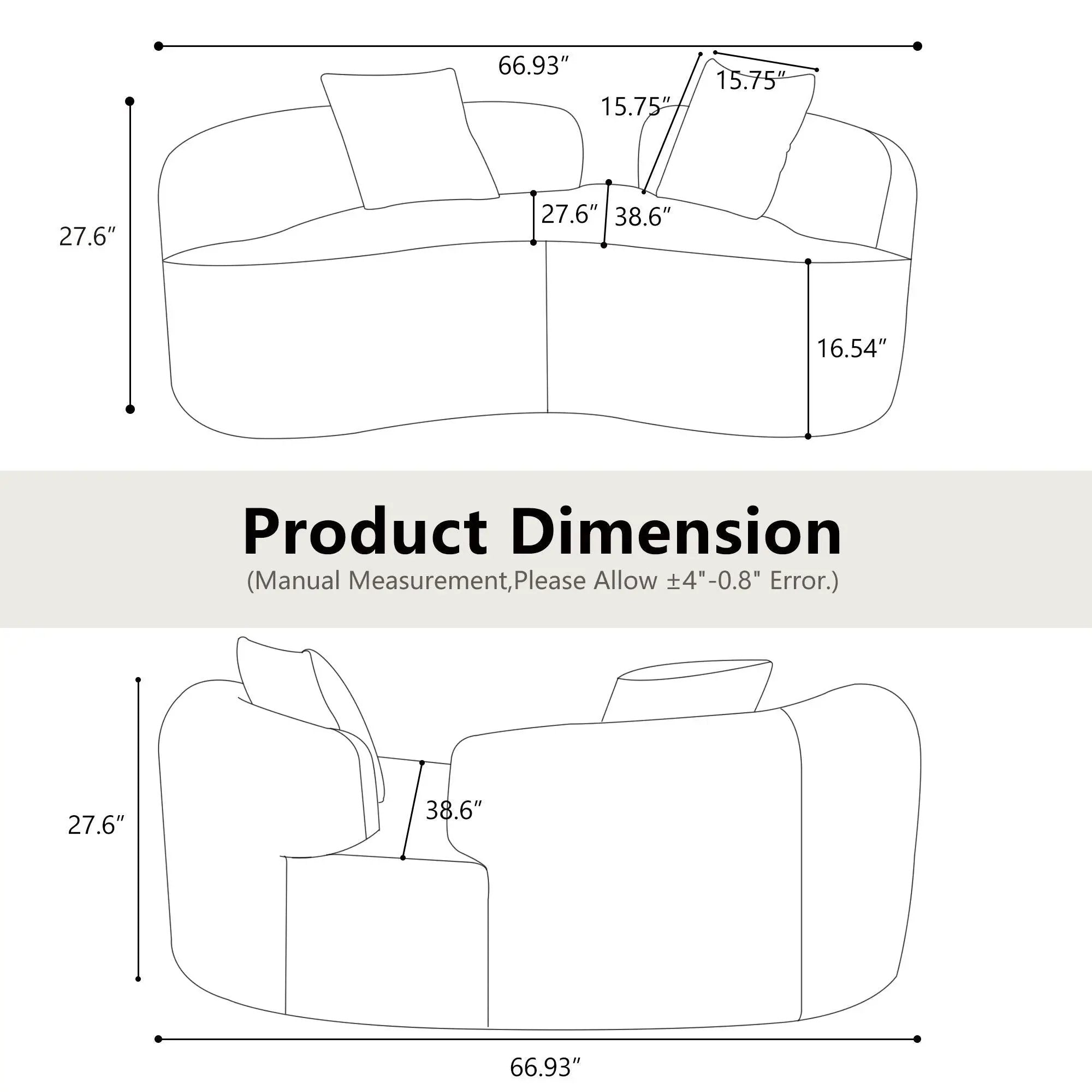 Modern Curved Loveseat by Unique Piece Furniture