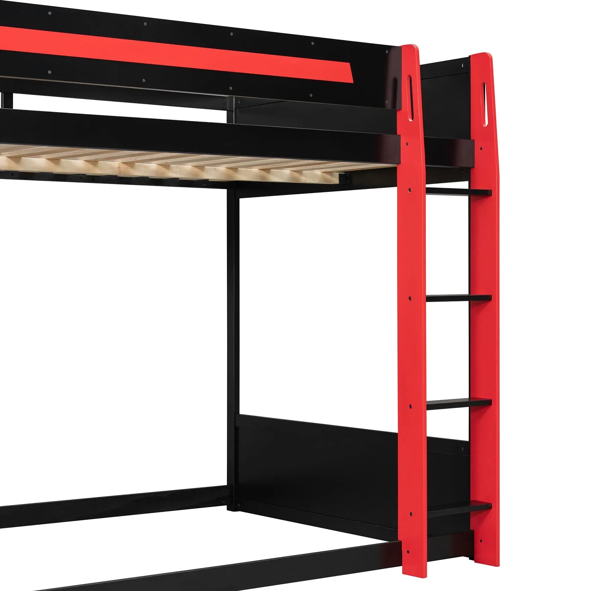 Full-Size Gaming Bunk Bed with Side-Mounted Oversized RGB Desk by HouseOfZazla