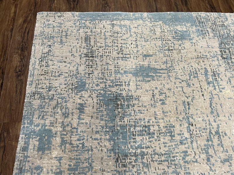 Modern Tibetan Rug 5x8 ft Light Blue and Gray Carpet, Contemporary Wool Rug, Handmade Nepali Rug, Raised Pattern, Tibet Area Rug, Nepal Rug by Jewel Rugs