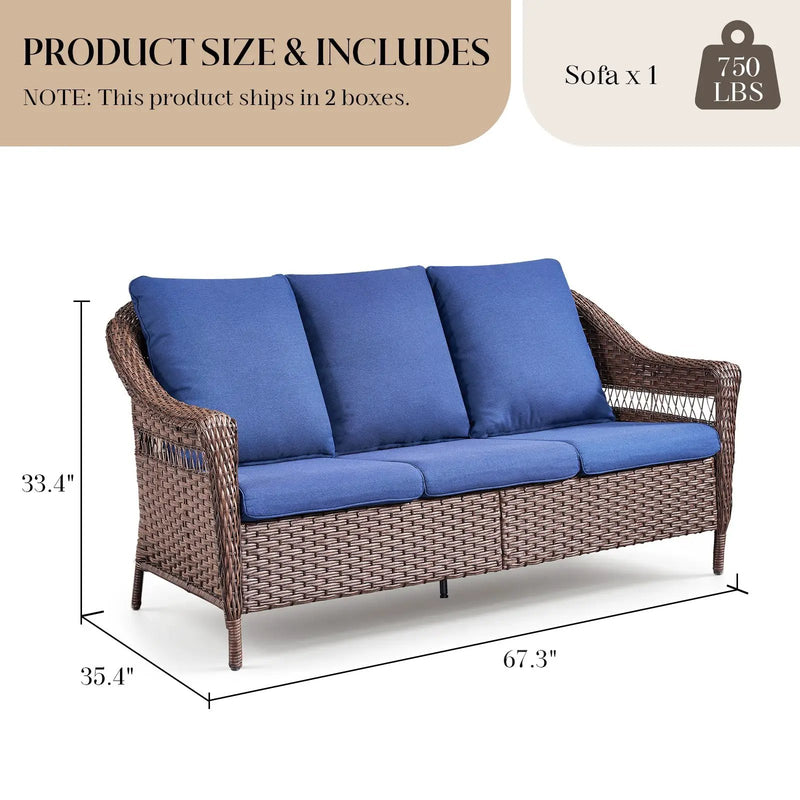 67.3" Outdoor Wicker Patio Sofa by HouseOfZazla