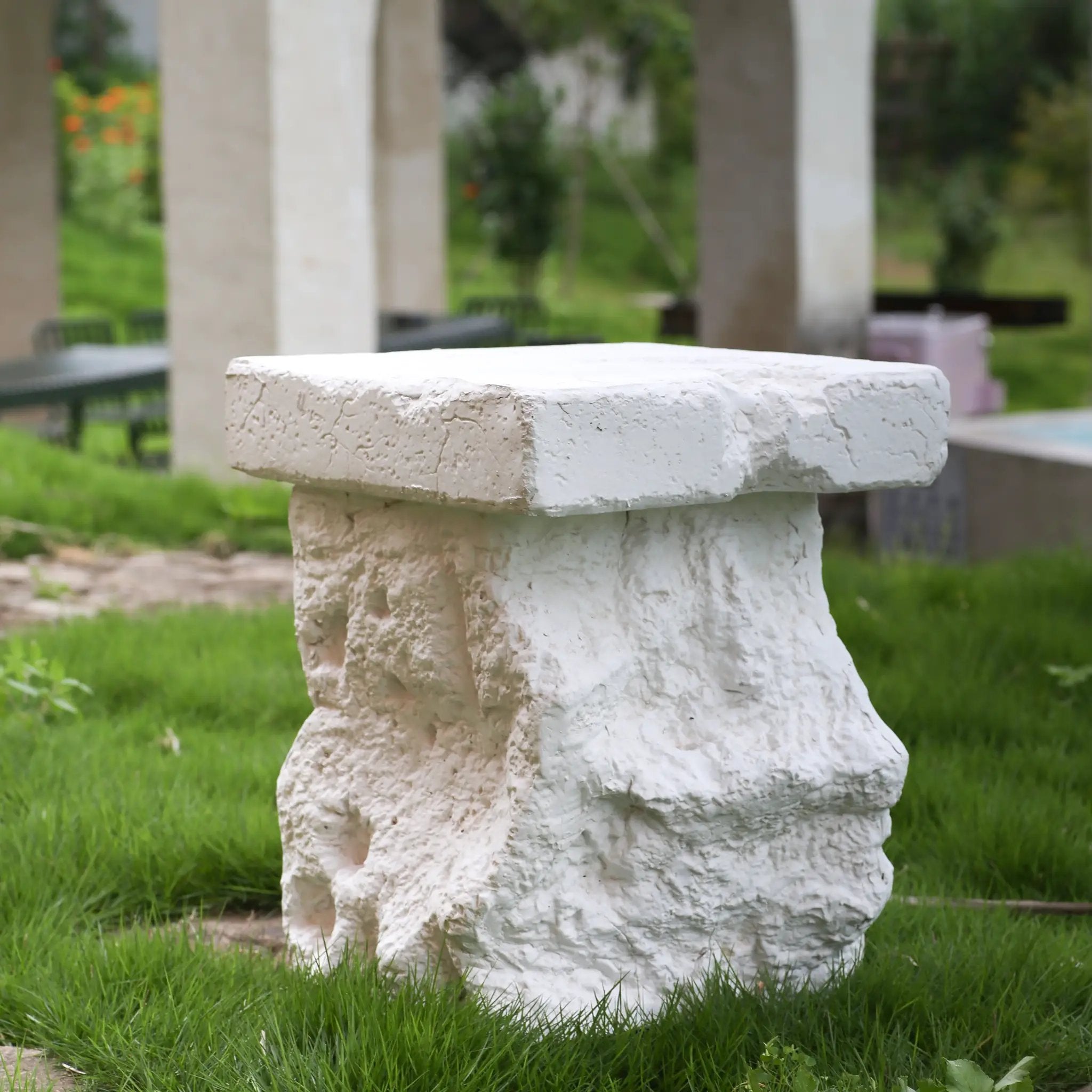Talia Outdoor Patio Modern Artistry MGO Side Table, White by HouseOfZazla