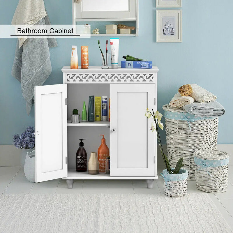 White Wooden 2-Door Storage Cabinet Cupboard by DirectDeals
