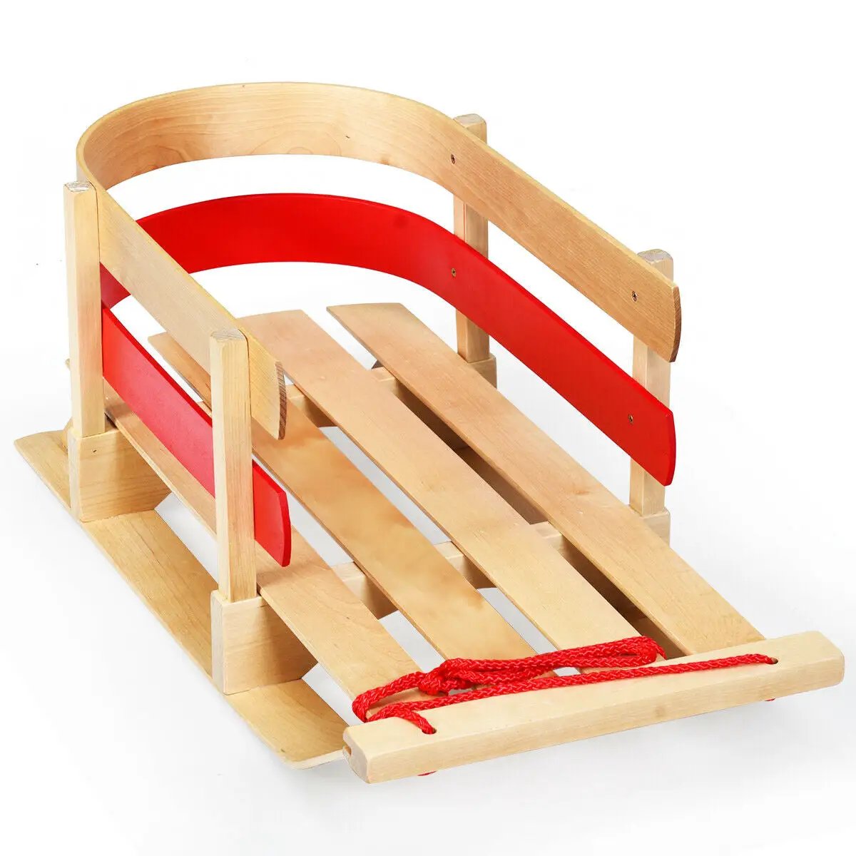 Outdoor Play Baby Kids Wooden Sled with Solid Wood Seat by DirectDeals