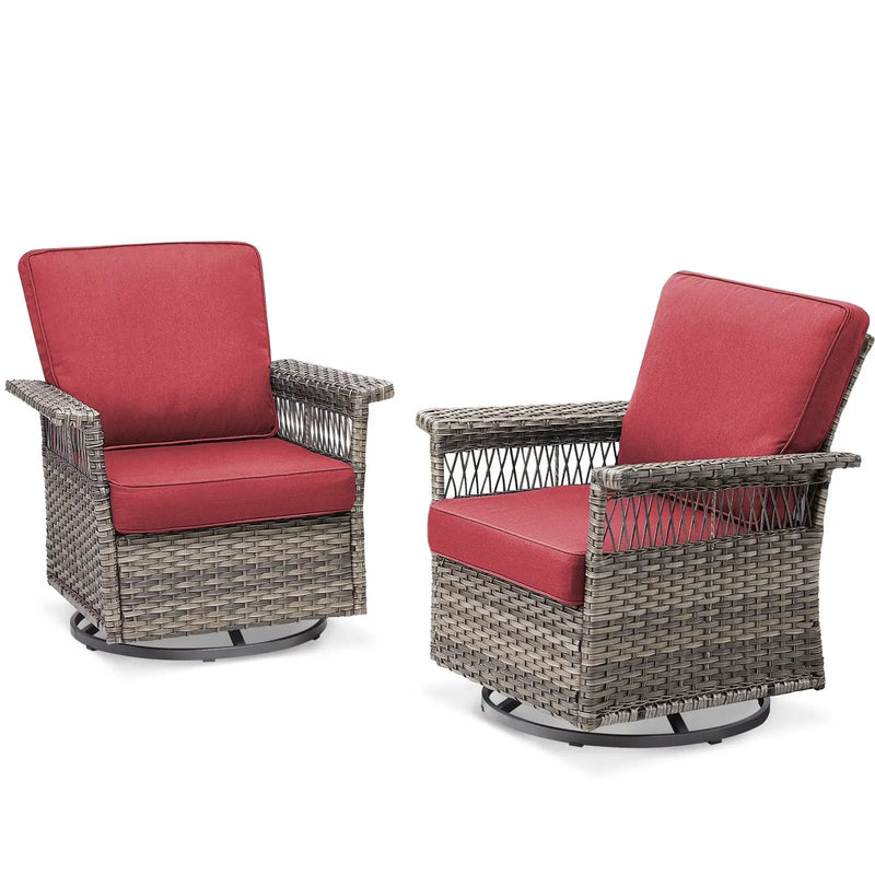 2 Piece Swivel Rocker Patio Chairs Set with Thick Cushions by HouseOfZazla