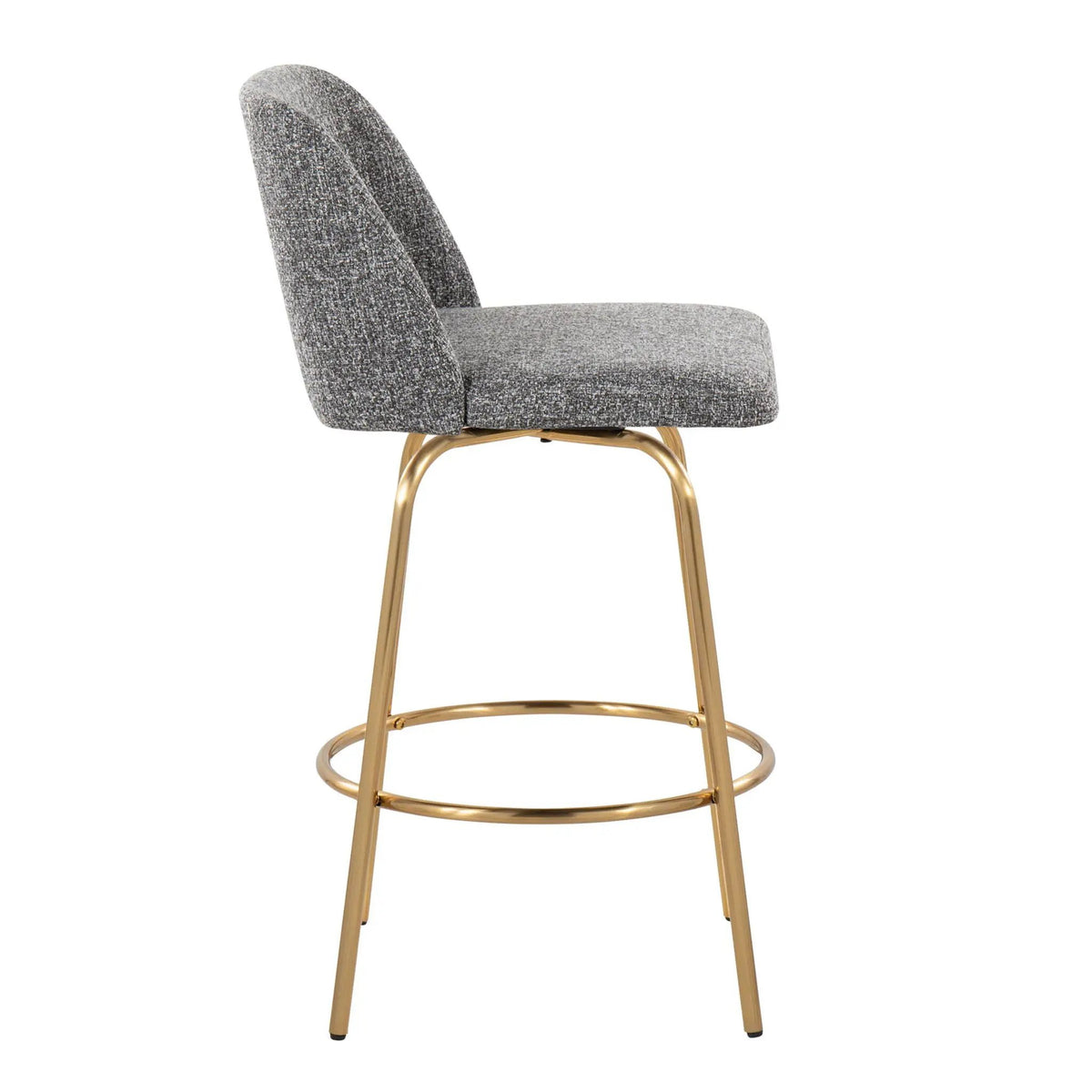 Toriano - Contemporary, Fixed Height Counter Stool With Swivel With Round Footrest (Set of 2) by HouseOfZazla