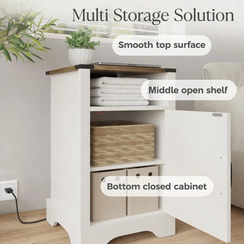 Farmhouse Nightstand With Charging Station & Storage by HouseOfZazla
