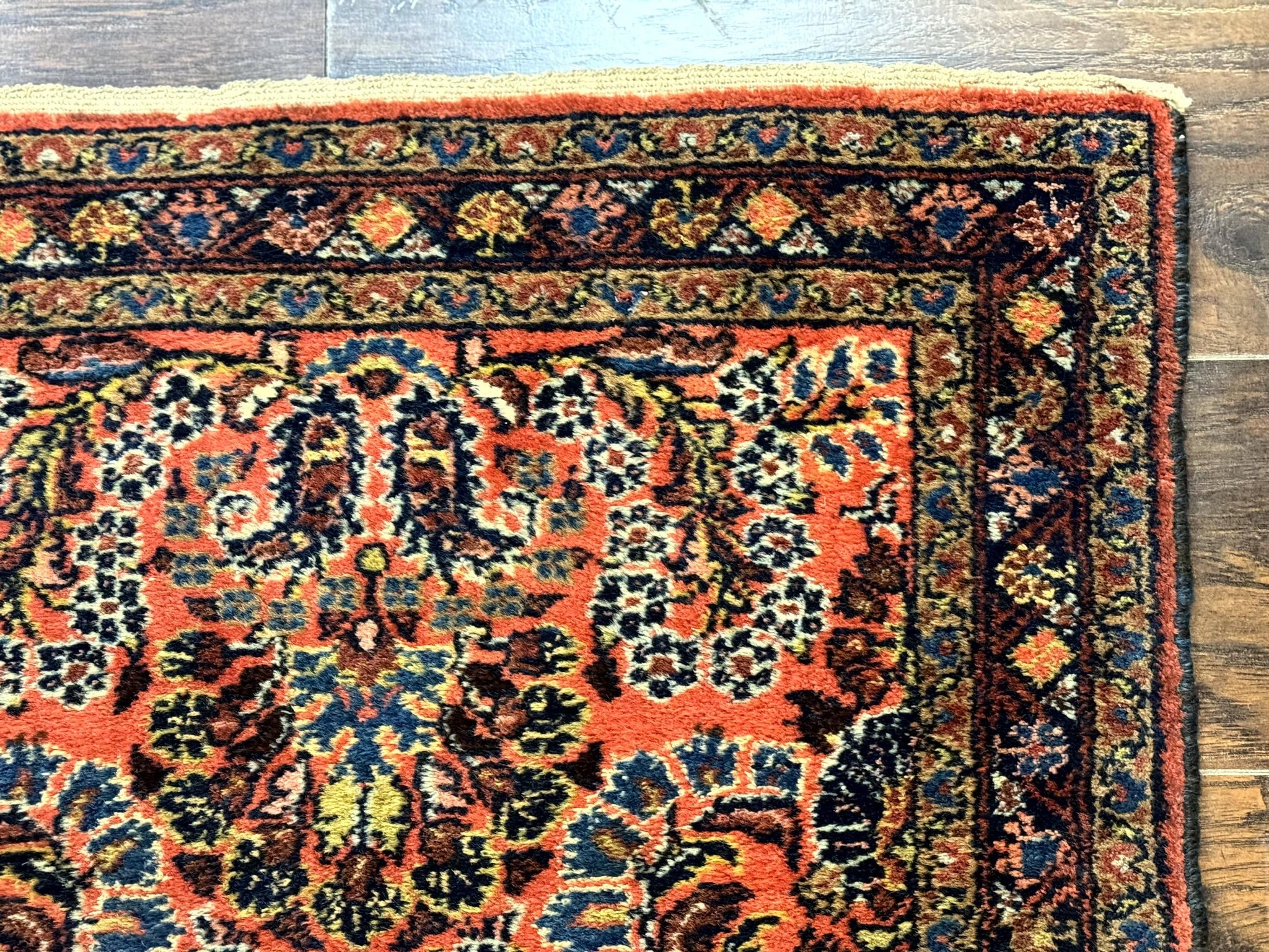 Antique Persian Lilihan Rug 2x4, Red, Floral, Wool, Handmade Lilian Persian Carpet by Jewel Rugs