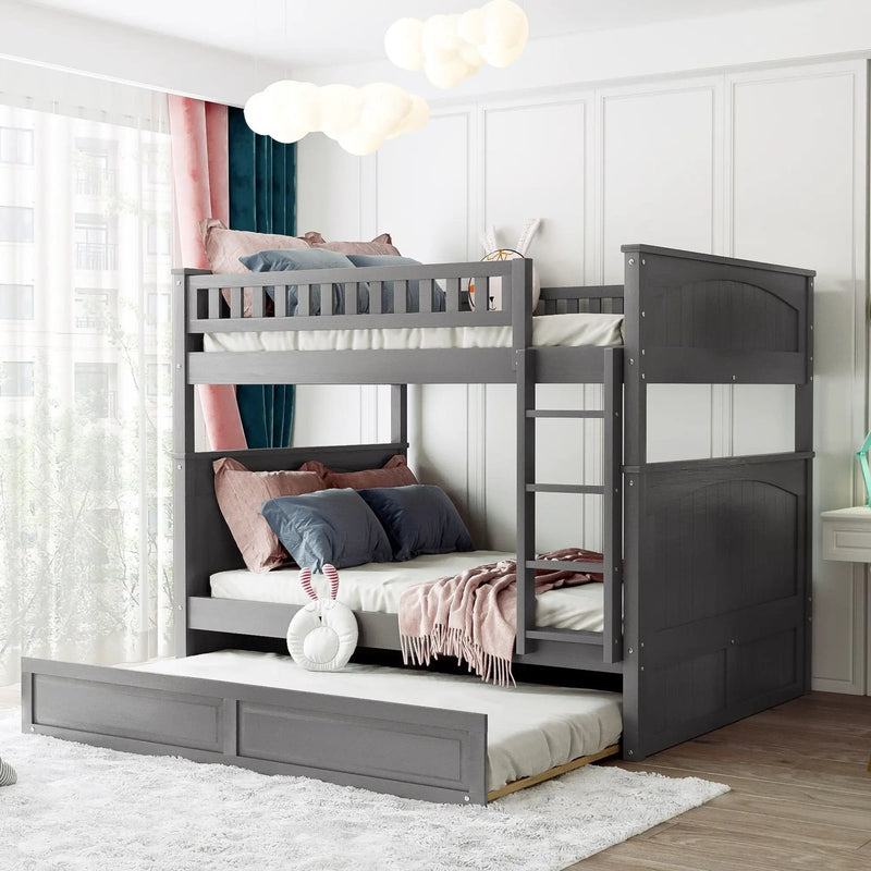 Bunk Bed With Twin Size Trundle, Guardrails by Unique Piece Furniture