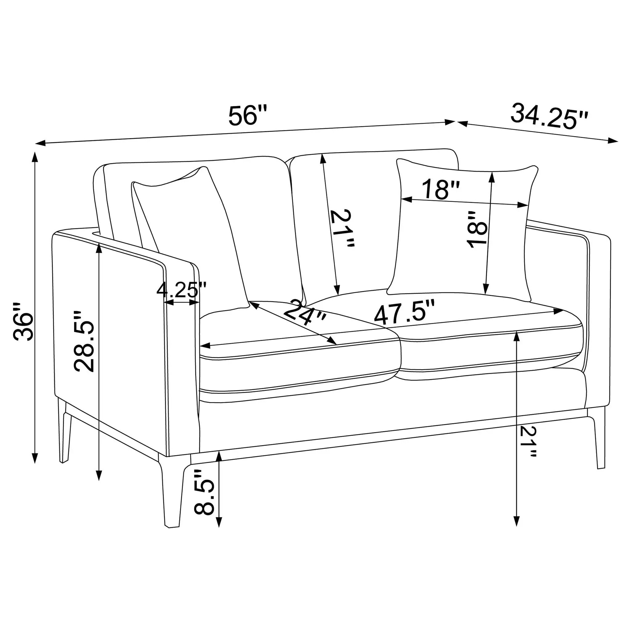 Saba - Cushion Back Loveseat With Pillow Top Arms - Light Gray by HouseOfZazla