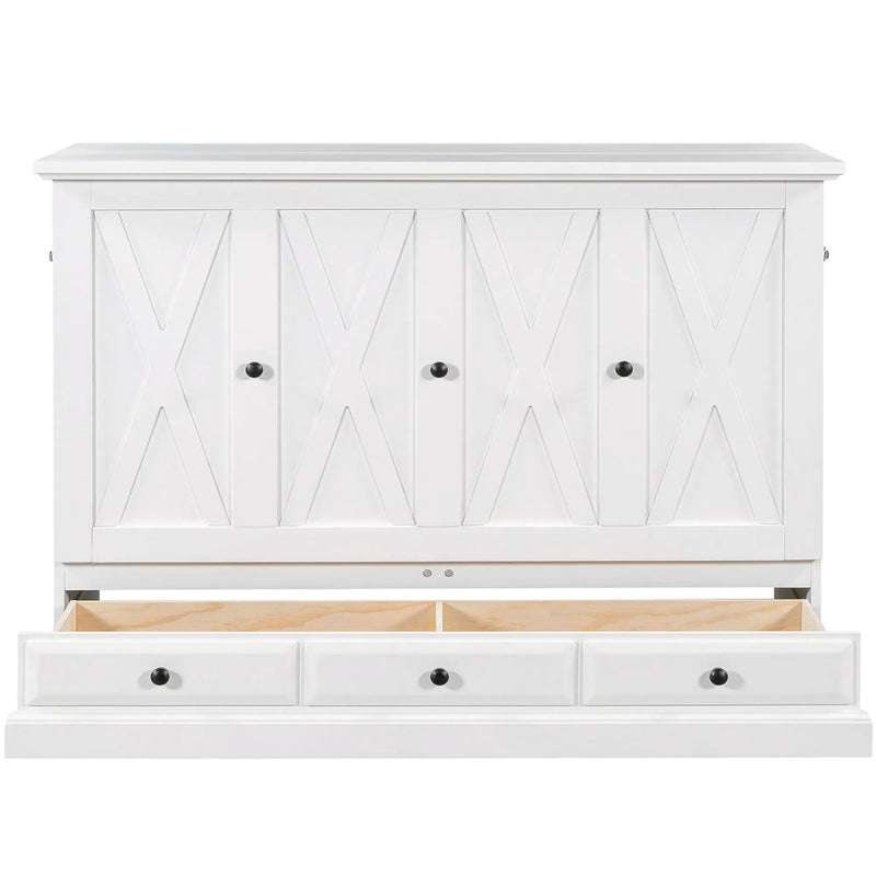 Solid Pine Murphy Bed Chest Cube Cabinet Bed With Charging Station And Large Storage Drawer For Home Office Or Small Room by HouseOfZazla