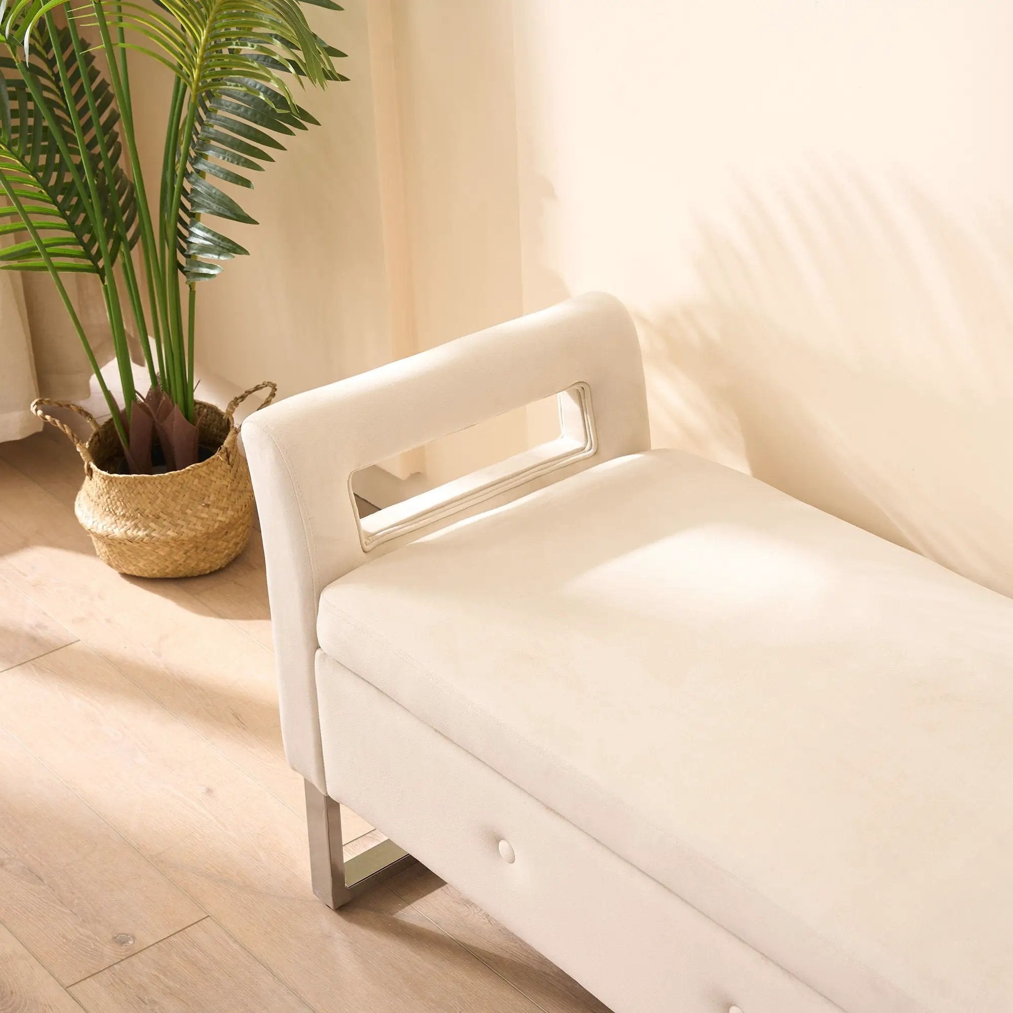 Wide Storage Soft Ottoman Bench With Armrests by Unique Piece Furniture