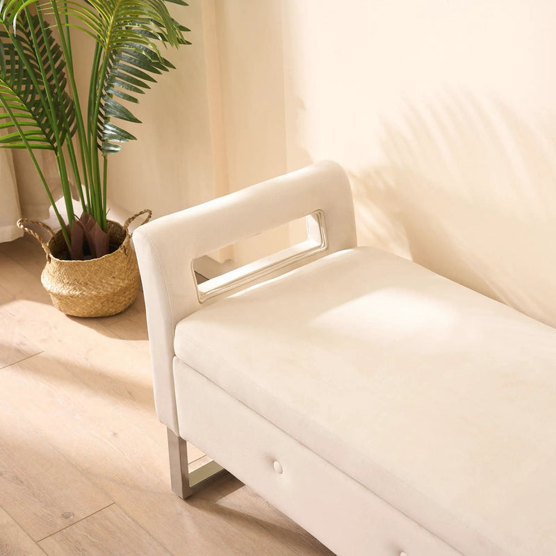 Wide Storage Soft Ottoman Bench With Armrests by Unique Piece Furniture