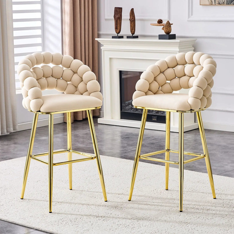 Bubble, Ball Chain Tufted Bar Chairs For Kitchen Island & Home Bar (Set of 2) by Unique Piece Furniture